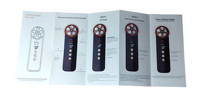 Портативный многофункциональный RF аппарат LL Sakura (RF+EMS+LED) черный цвет Массажер для лица 18 фото